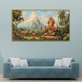 Handcrafted Vintage Ganesha Canvas – Classic Spiritual Painting